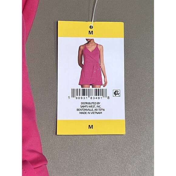 Women's Chlorine Resistant Tulip Wrap Swim Dress M One Piece Swimsuit Prism Pink - Picture 3 of 8